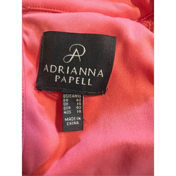 Adrianna Papell 10 High Neck Sleeveless Cocktail Dress Coral Pink Lace Overlay - Picture 13 of 14